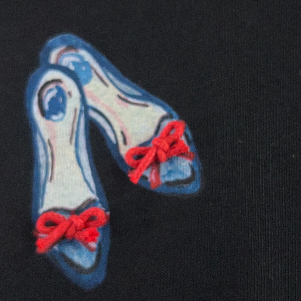 En Saison Womens Small Black Head Over Heels Embroidered T-Shirt NWT - Picture 8 of 13